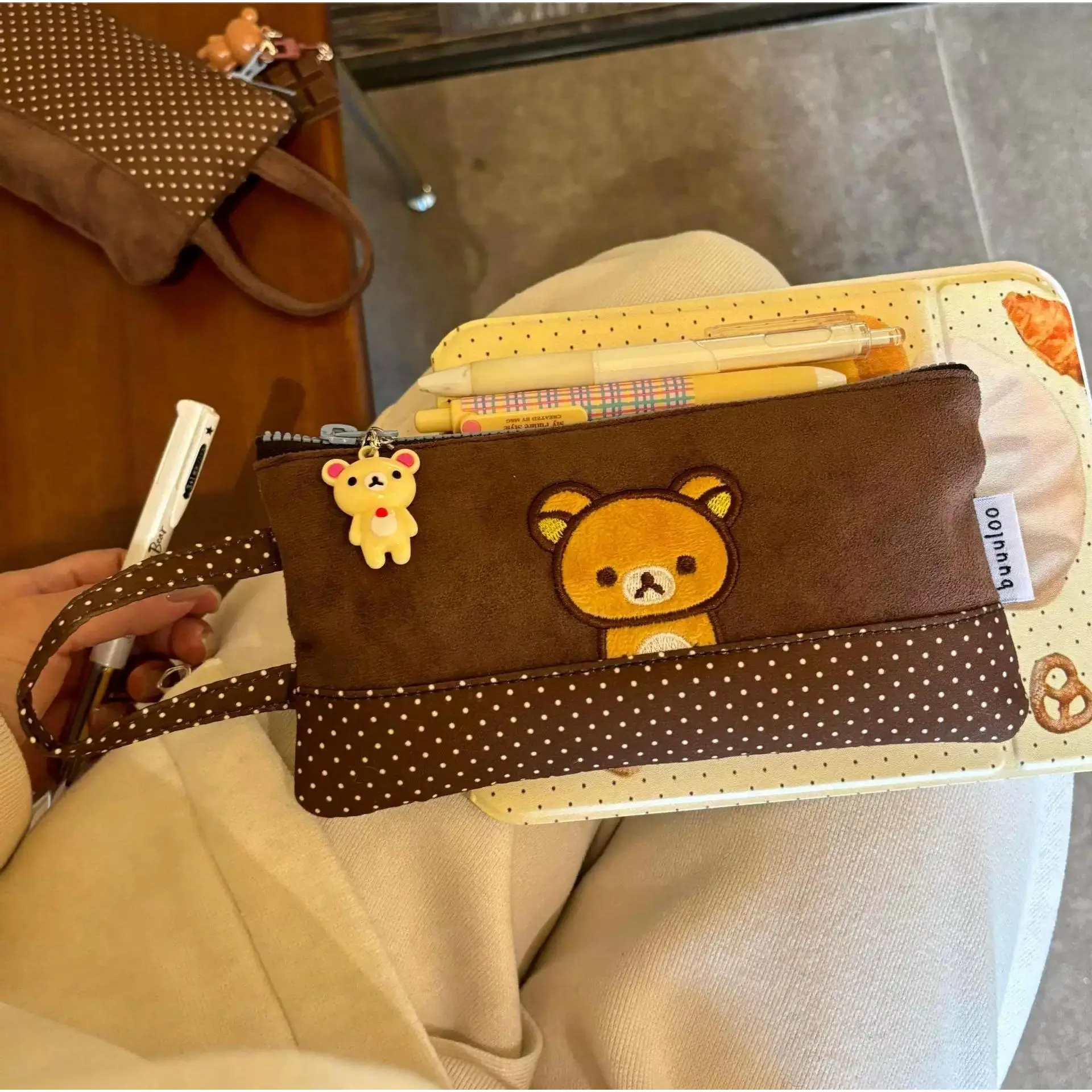 Kawaii Rilakkuma Bear Pencil Bag Pencil Case Girls Pencil Pouch Pen Bag Cartoon Cute Pencil Cases Storage Bag School Gifts