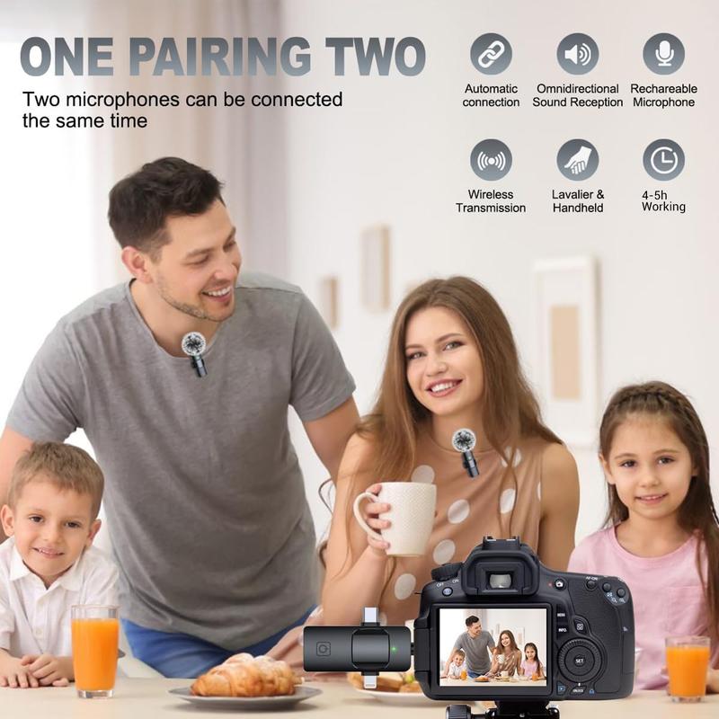 3-In-1 Wireless Lavalier Microphone for iPhone, Android, PC, USB-C, Noise Cancelling Lapel Mic for Interviews, Videos, Podcasts, Conferences, Wireless Mic Receiver