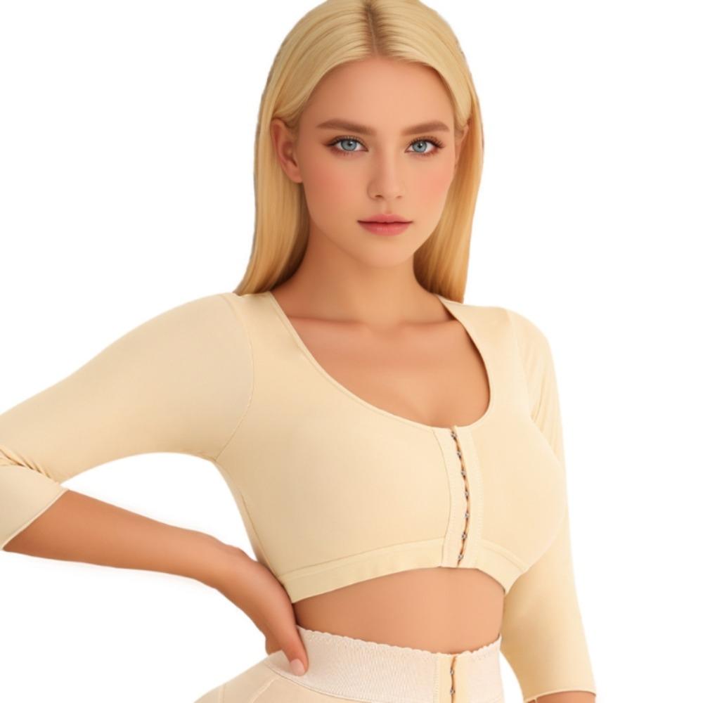Women's Front Opening Shaping Bra Set Upper Arm Shaping Training Top Compression Sleeve Top Tummy Control Breast Arm Sculpting Body Shaper