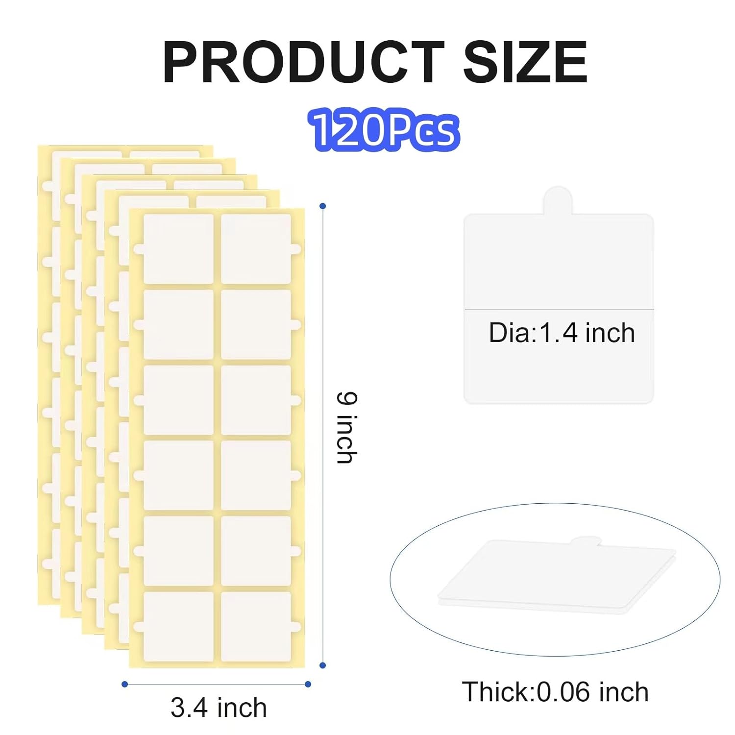 120 count Double Sided Tape for Acoustic  Panels, Removable Mounting Tape Wall  Adhesive Sound proofing Transparent Putty Clear Sticker Heavy Duty 1.4inch Squares