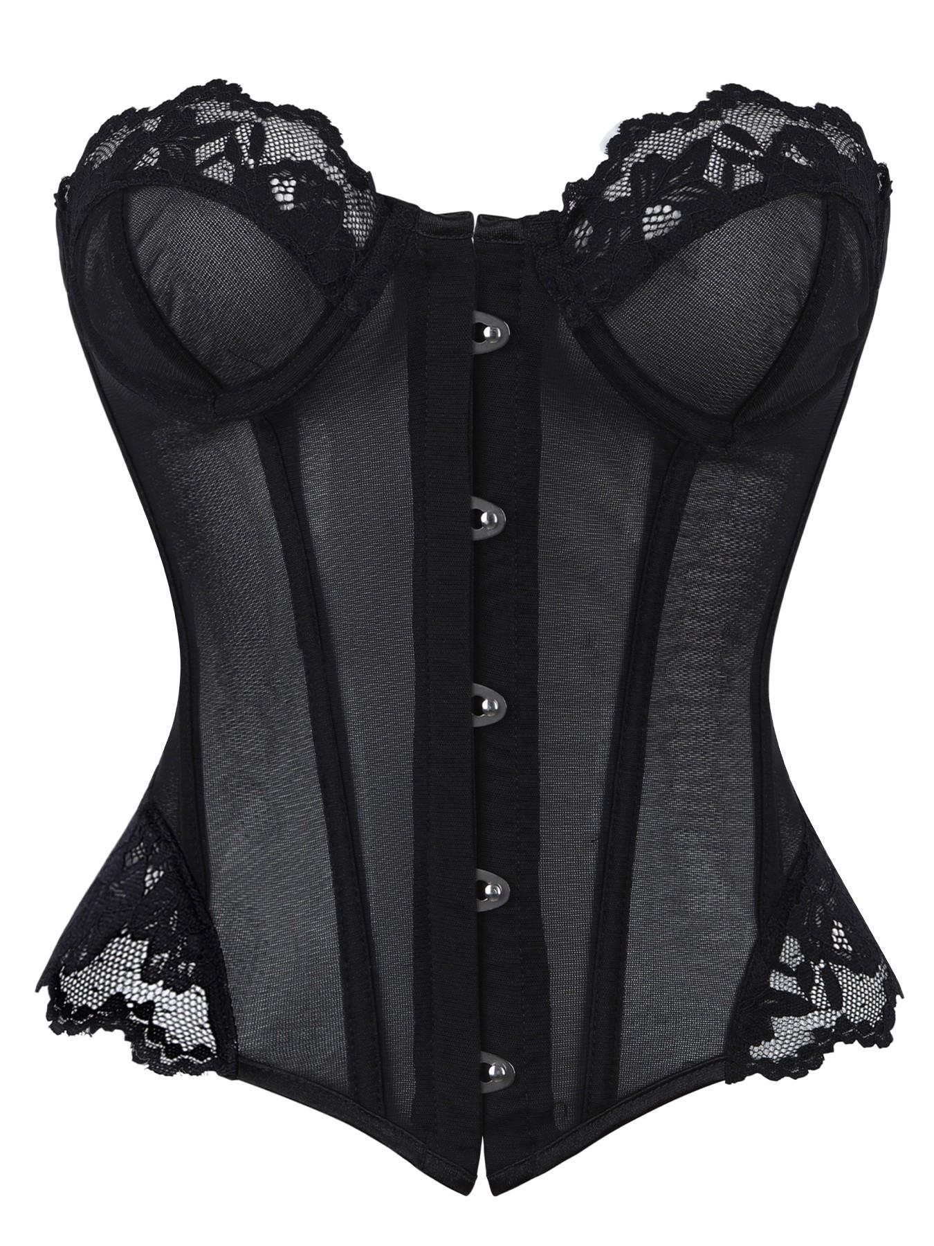 Y2K Leopard Print Lace Trim Corset Top Front Buckle Boned Waist Trainer Sheer Mesh Slimming Bustier For Women Club Party Date Night Outfit Underwear Womenswear classic staple musthave piece timeless style essential basic