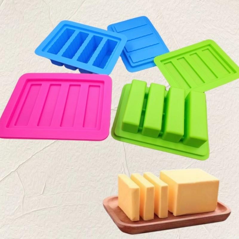 Silicone Butter Mold, Creative Rectangular Cake Soap Popsicle Mold, 3D Bread Tray, DIY Pudding Kitchen Tool, Reusable Ice Cube Mold