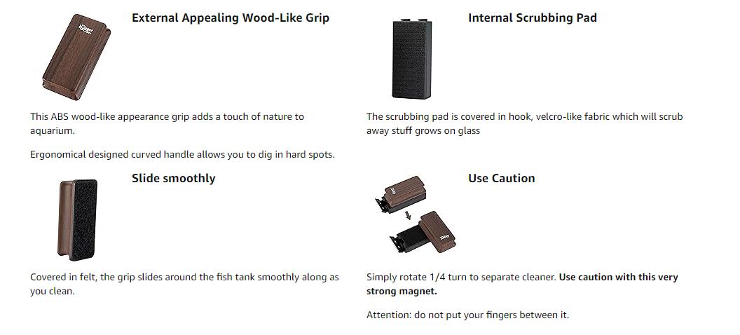 Hygger Aquarium Strong Magnetic Cleaner Algae Magnet Cleaning Tool with Scraper Floating Brush for Fish Glass Tank