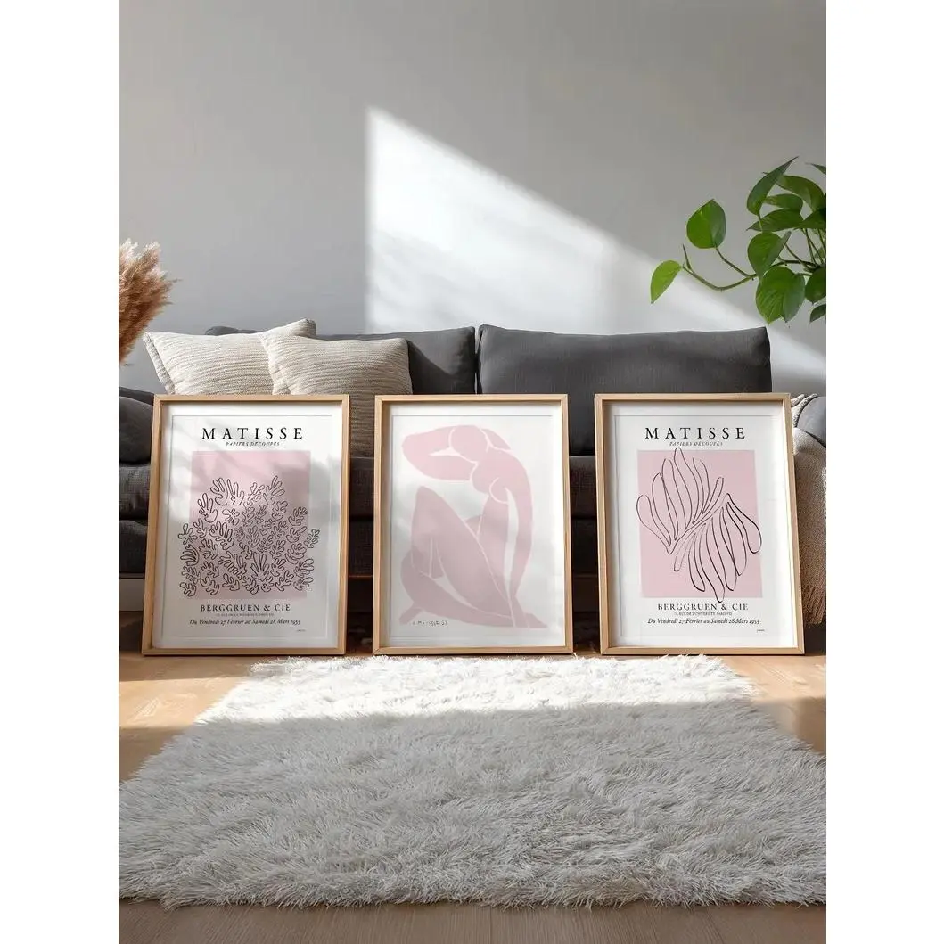 Matisse Print Set of 3, Light Pink Modern Gallery Wall Art