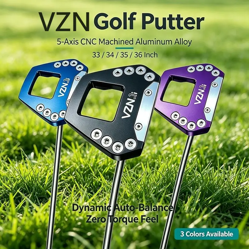 VZN 0-Torque Dynamic Automatic Balance Mallet Golf Putter - 5-Axis CNC Machined Aluminum Alloy, Jointless Steel Shaft, Offset PU Grip, 33-36in Multi-Size Lengths, for Golf Enthusiasts