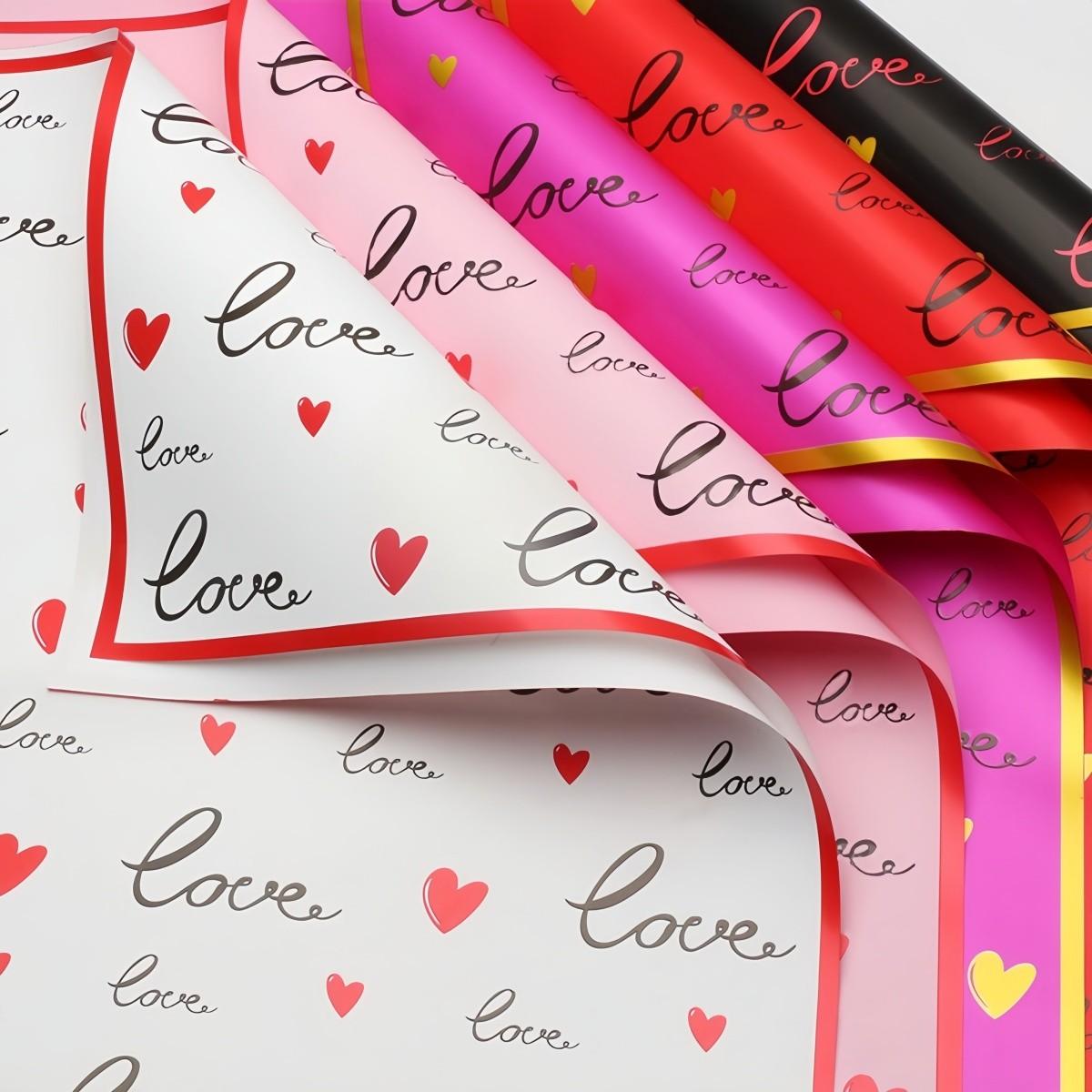 5/20 Sheets New Love Heart Magic Border Bouquet Packaging Paper, Waterproof Durable Korean Paper, Valentine's Day, Wedding, Mother's Day Gift Decorations