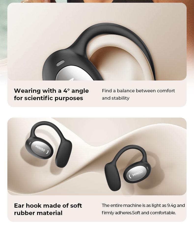 MINISO 181 earphones OWS open Bluetooth 6.0 sports earphones HIFI sound quality sports earphones IPX5 waterproof with microphone