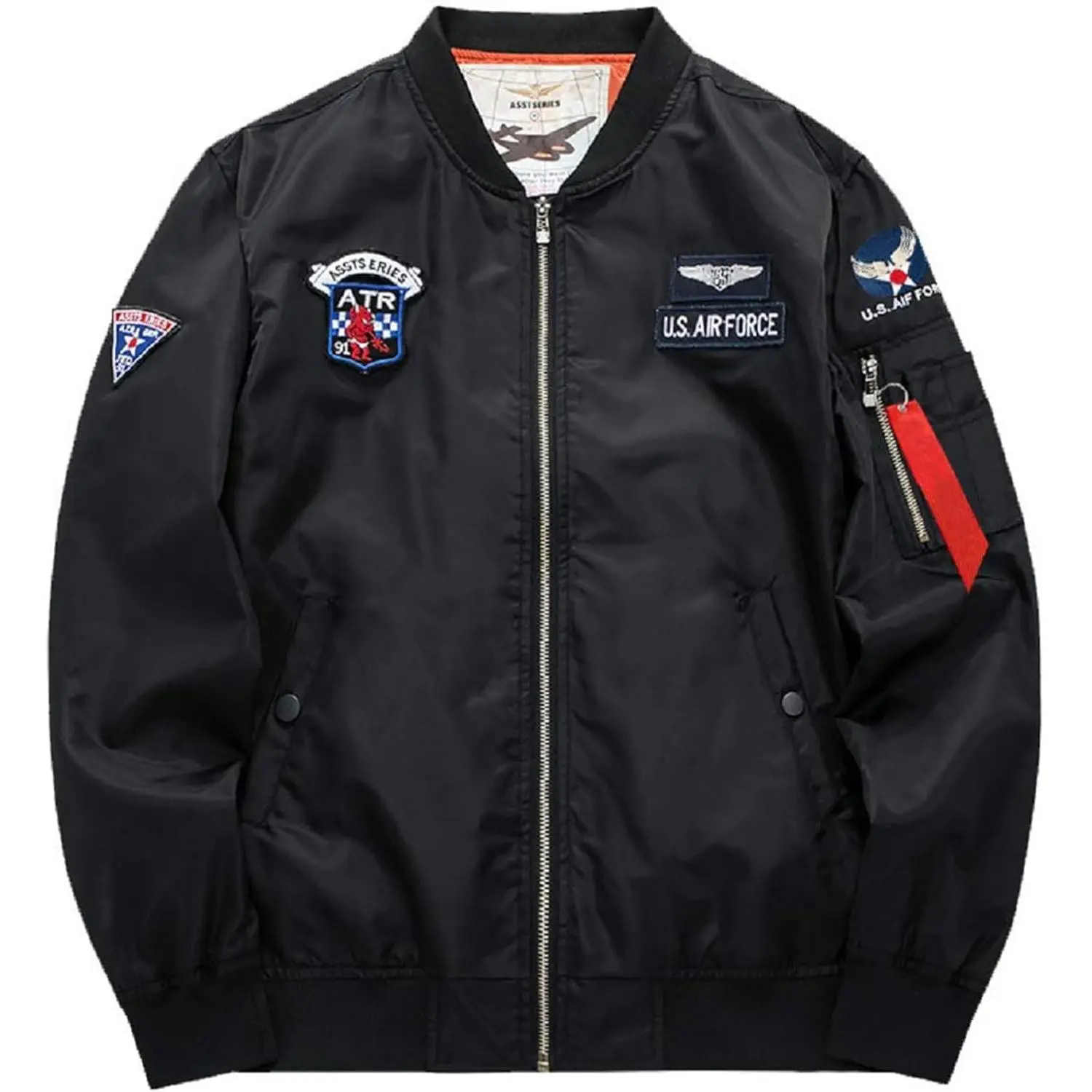 CORIRESHA Mens Apollo NASA Patches Slim Fit Bomber Jackets Windbreaker
