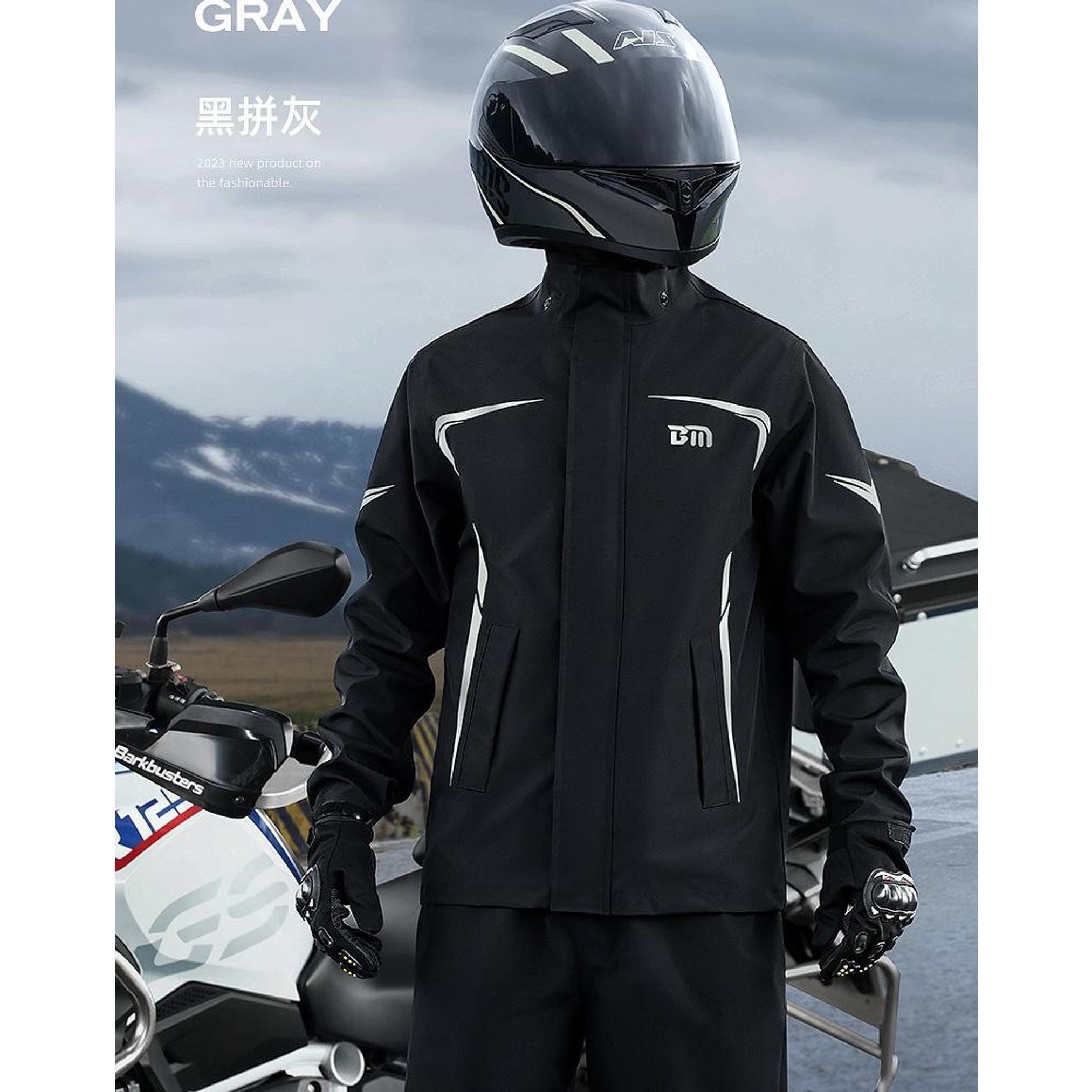 Men's Motorcycle Rain Suit, Split Raincoat & Rain Pants, Waterproof Storm Proof Riding Gear, 1 Set