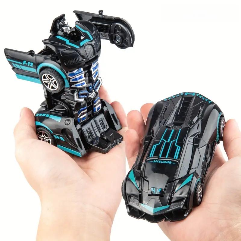 2-In-1 Fun Transforming Robot Police Car Toy, Inertia Collision Deformation, Parent-Child Interaction, Boys Girls Birthday Gift, Ages 3-6