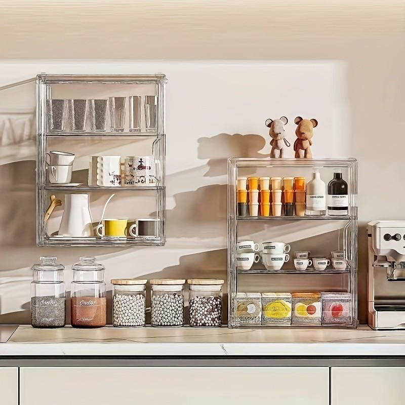 Thick Transparent Acrylic Display Cabinet, Dustproof Stackable Large Capacity Storage Rack, Magnetic Door Handbag Shoe Cosmetic Organizer