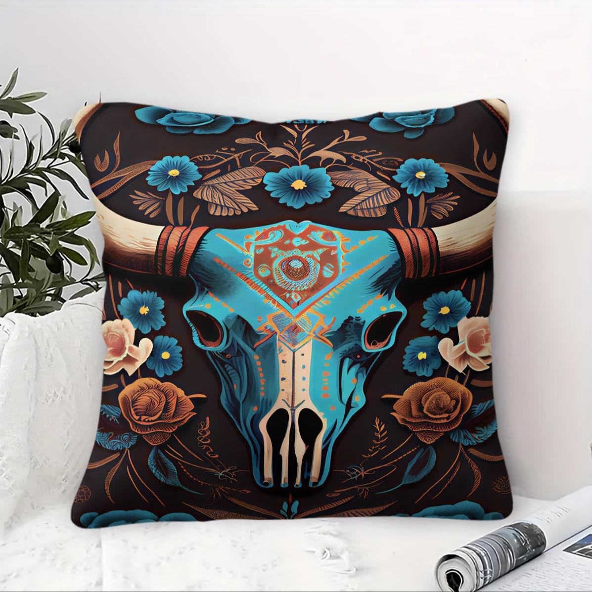 Bohemian Western Country Style Pillow, Machine Washable, Diverse Artistic Trendy Prints, Plush and Soft Filling, Universal for All Scenes and People, Sofa Decorative Cushion (Includes Pillow Insert, Removable), Home Decorative Cushion