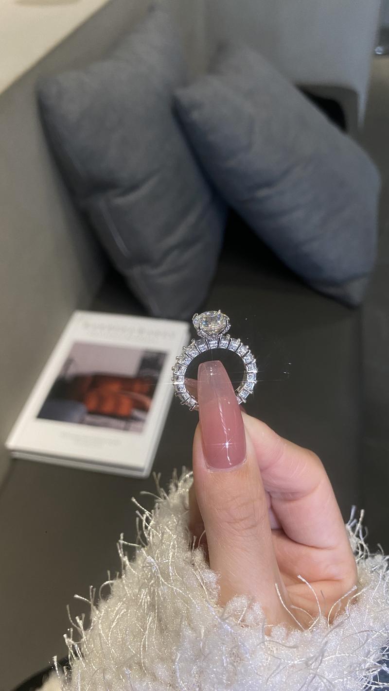 【#125 Twilight】Luxury 3Carat Synthetic Moissanite Eternity Engagement Ring in 925 Sterling Silver for Women Engagement Wedding Lady's Gift Luxury