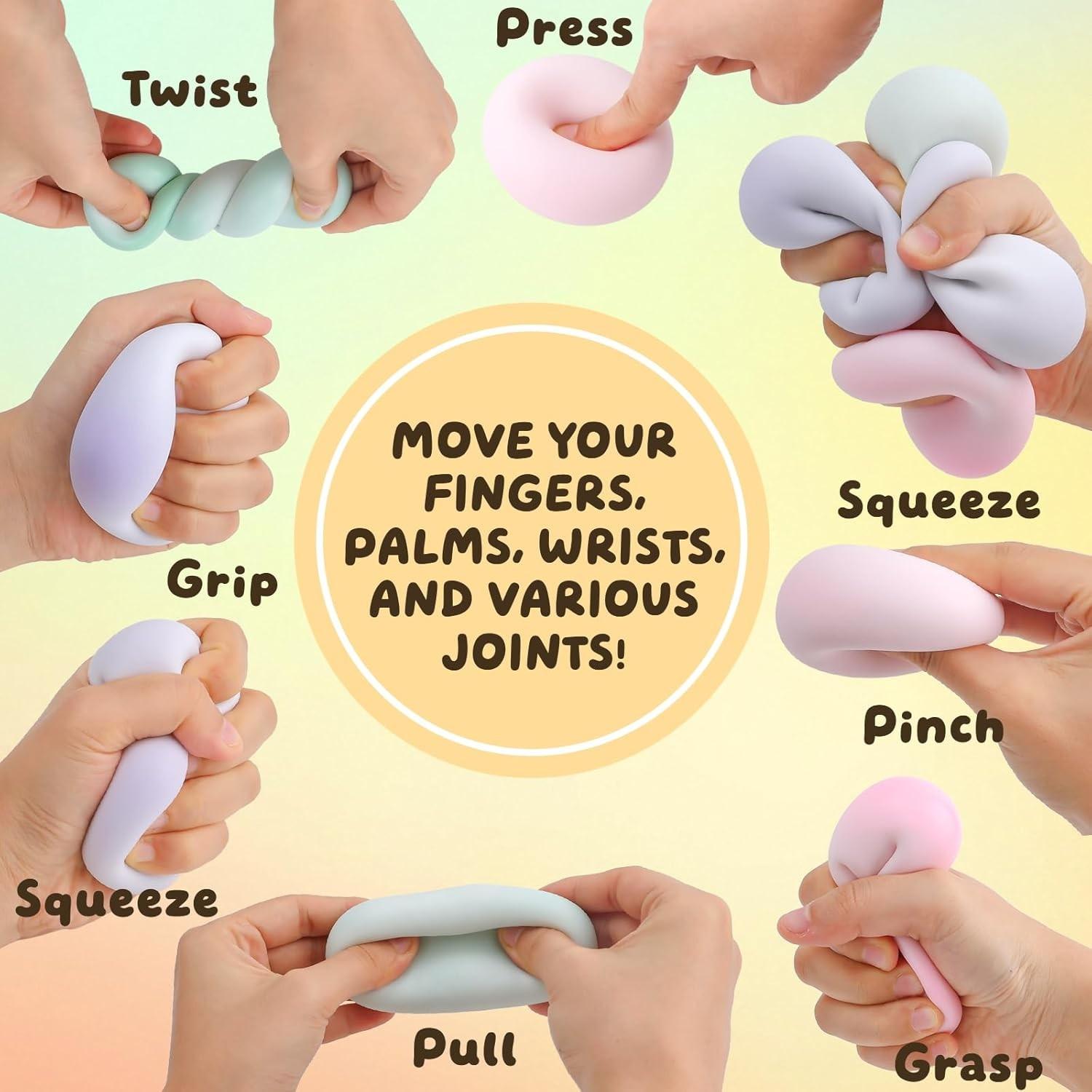 3pcs Handmade Mochi Stress Relief Toy, Soft Squishy Glutinous Texture with Thin Ice-Skin Feel, Squeeze to Relieve Stress, Ideal Gift for Office, Parties and April Fool's Day (No Air Pump)