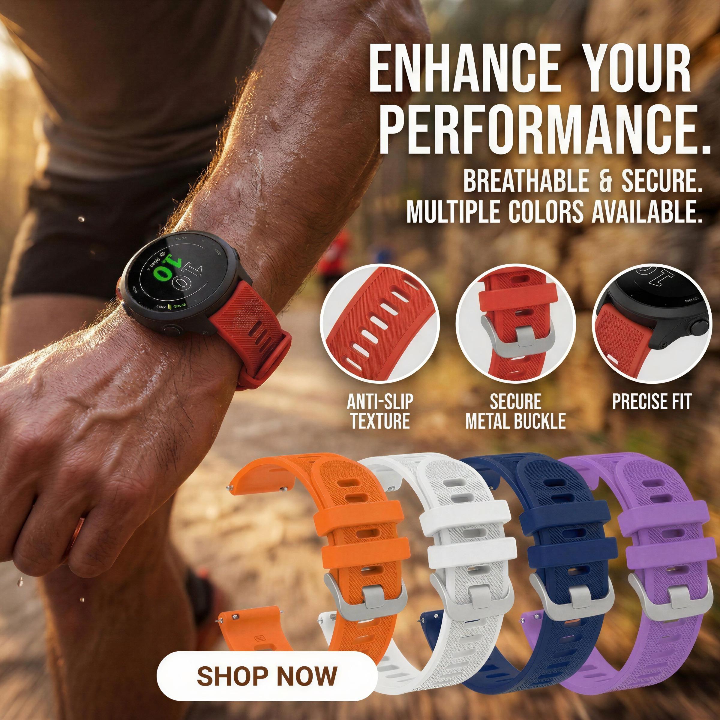 Silicone Watch Band and Case for Garmin Forerunner 158, Soft Skin-Friendly, Waterproof, Multiple Colors, Unisex, Sporty and Casual