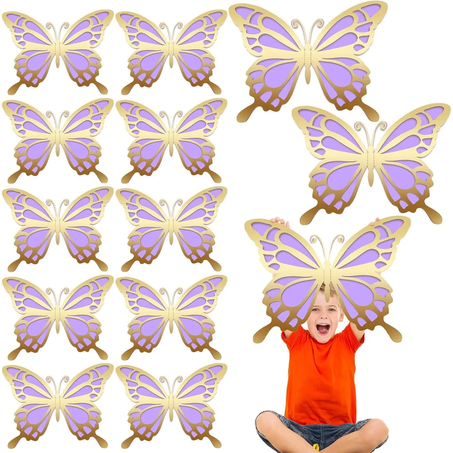 12 count  Large Butterfly Decorations, 12/10 Inch,  and  | Butterfly Centerpieces for Tables,  Shower, Birthday Wedding  Decorations, Glitter Paper Cutouts