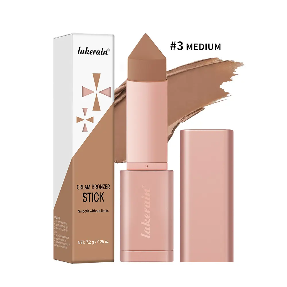 Lakerain 5 Colors Beauty Bronzer Cream Bronzer Stick Bronze Contour Stick, Long-Lasting Wear, Nourishing & Moisturizing, Waterproof & Sweatproof, Sculpted Natural Face Makeup, Summer Vibe, Suitable For Daily And Travel Use