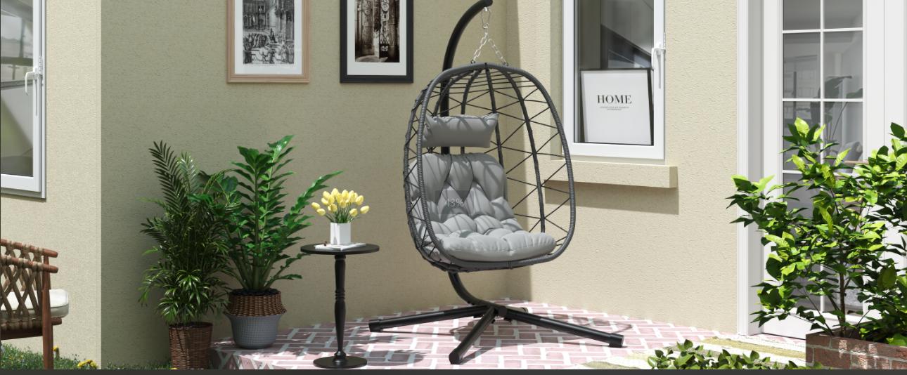Yitahome Hanging Egg Chair with Cushions, Swing Egg Chair with Stand, Wicker Hammock Egg Chair for Indoor Outdoor Balcony Patio Garden Poolside Bedroom, Outdoor Furniture