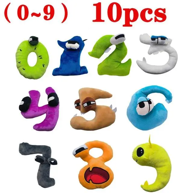 10Pcs Number Lore 0-9 Plush Dolls, Kawaii Alphabet Stuffed Animals, Unisex Learning Educational Toys for Children, Classic Novelty Gift Toys, 16-20Cm