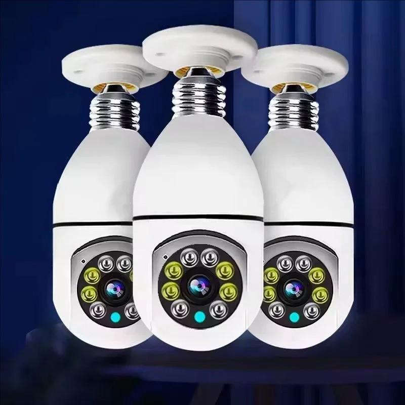 E27 Bulb Full Color Night Vision Auto Human Tracking Zoom Indoor Security Monitor, Wi-Fi Mini Ip Camera for Home Safety