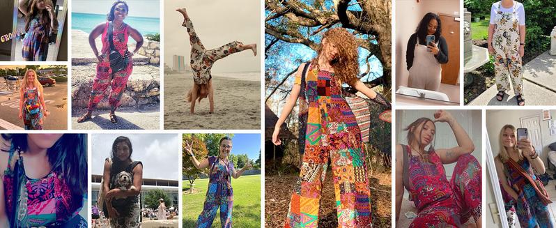 YeeZaa Women's Patchwork Double Pocket Jumpsuit Loose Floral Print Bohemian Wide Leg Bib Womenswear Button YeeZaa Women's Patchwork Double Pocket Jumpsuit Loose Floral Print Bohemian Wide Leg Bib Womenswear Button