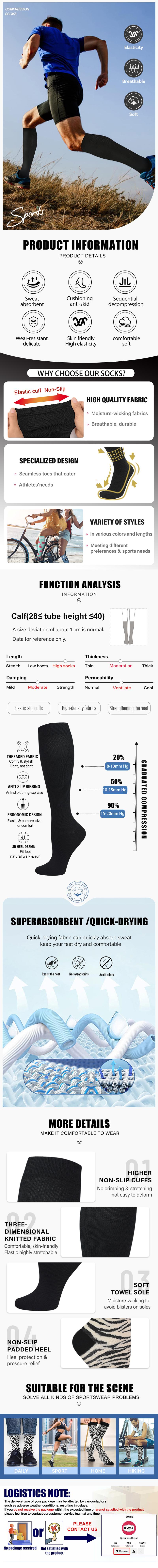 ISUNIE 4 Pair Compression Socks for Women & Men, Ideal for Running, Hiking, All Seasons,Unisex, Support Sock