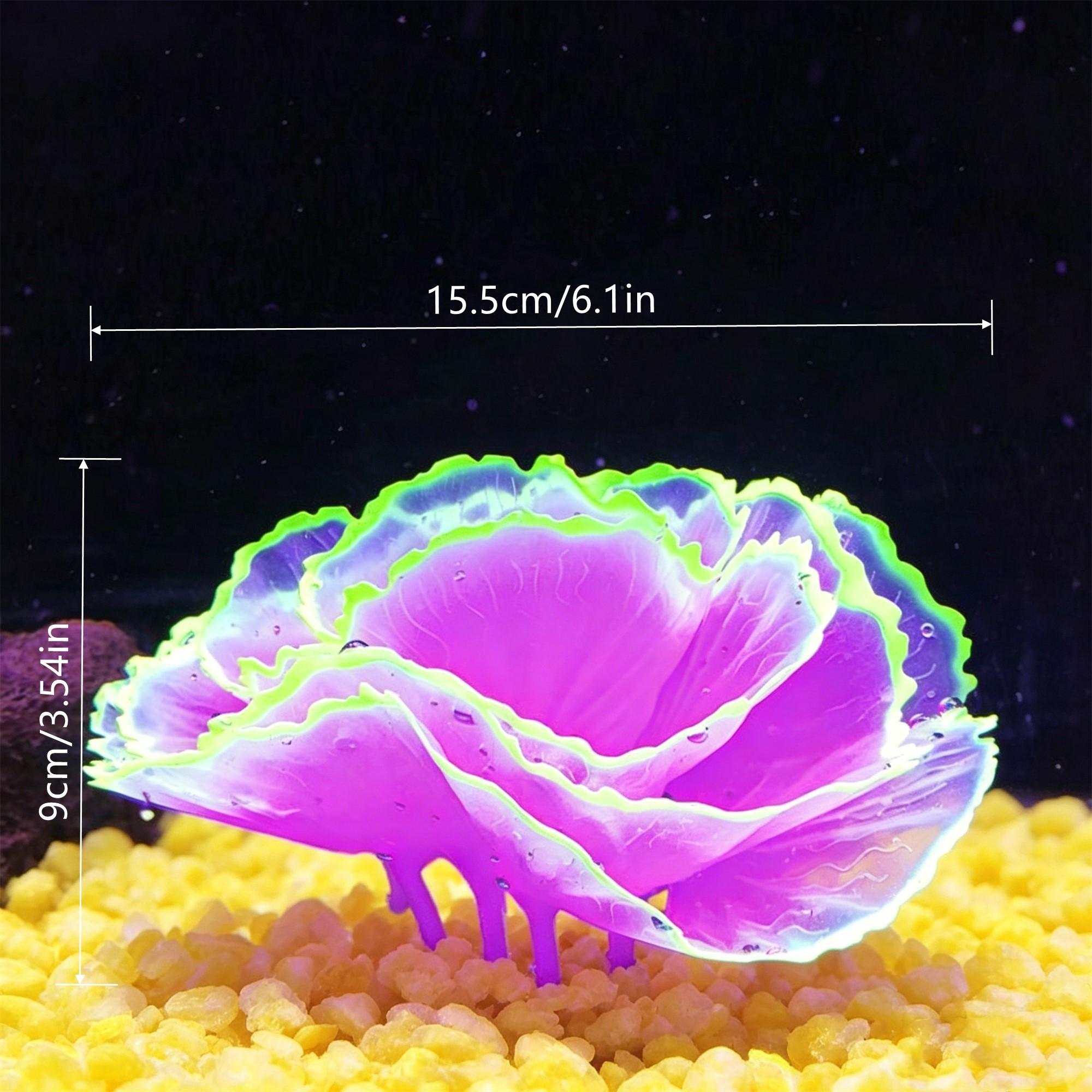 Aquarium Decorative Piece, Night Glow Fluorescent Jellyfish Coral Replica, Realistic Ocean Plant Decoration, Non-Electric Fish Tank Ornament