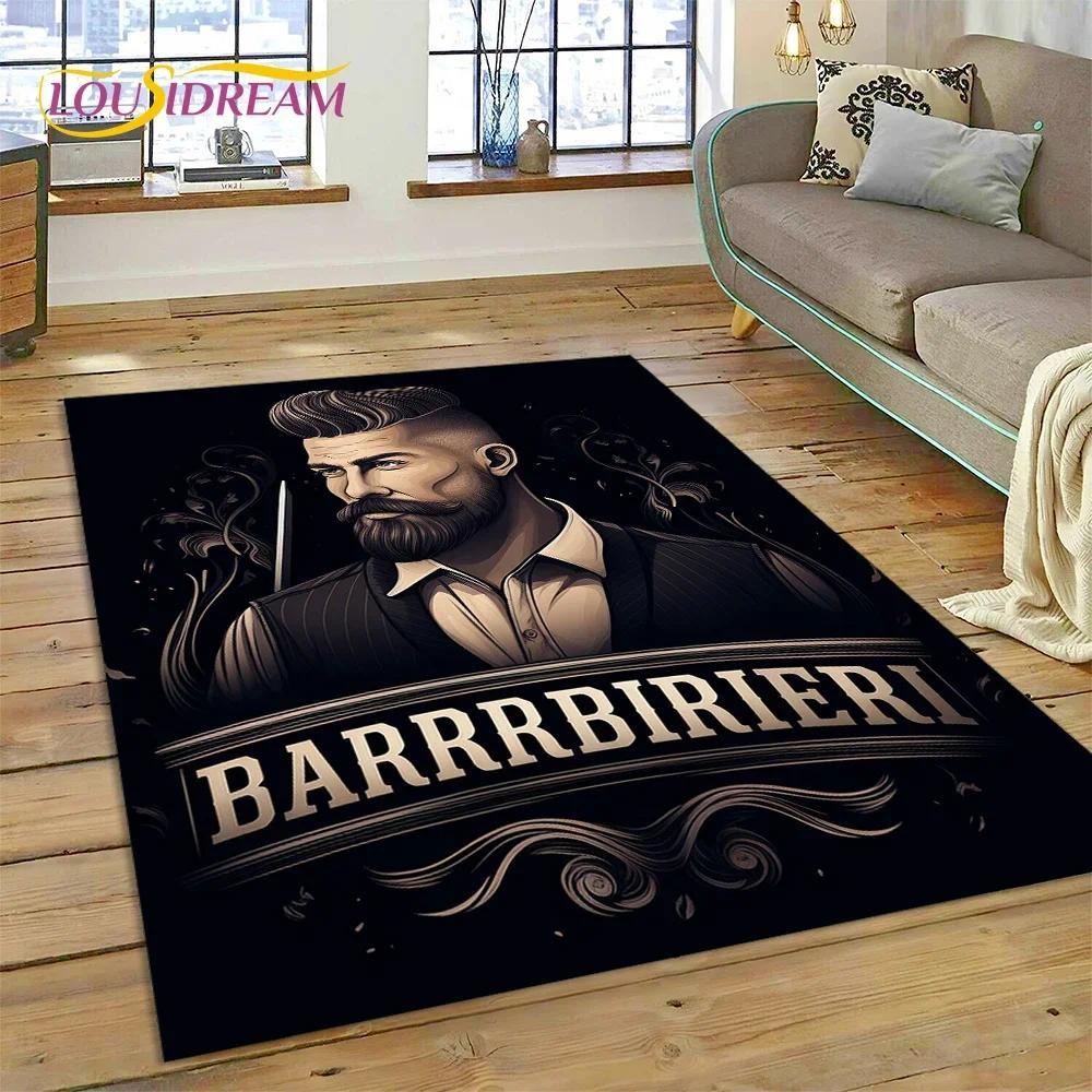Vintage Barbershop Portrait Flannel Area Rug - Retro Hairstyle Salon Print Soft Mat for Barber Shop & Home, Non-Slip Man Cave Decor#BarbershopRug #VintagePortraitMat #RetroSalonDecor #ManCapeCarpet #NonSlipFlannelRug