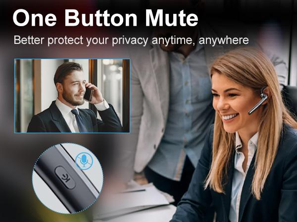 ONE LIFE TECH G7 Single-Ear Bluetooth Headset V5.3 with 500mAh Charging Case Noise-Canceling Mic Hands-Free for Office Driving Business Black Audio Earbud