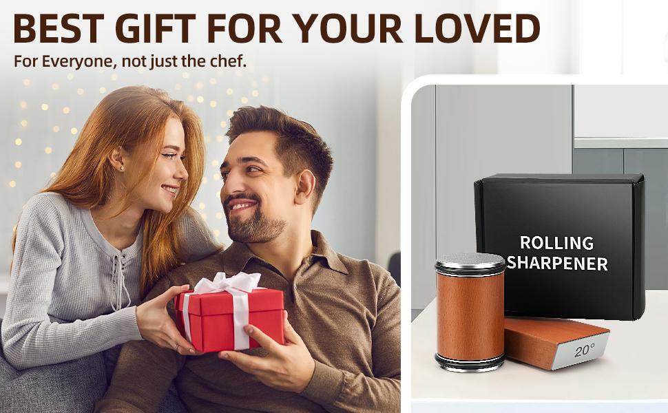 Rolling knife sharpener set with diamond and ceramic discs, 15°20°, different angles for sharp edges, suitable for any hardness of steel, wooden grips for honing knives sharpening Kitchen Gadgets