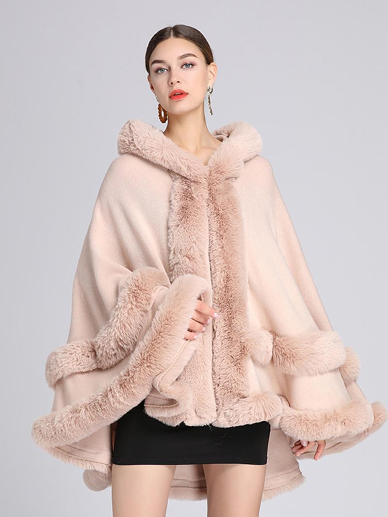 Luxury Faux Fur Hooded Cape Shawl, Warm and Comfortable for Air-Conditioned Rooms, Ideal for Daily Wear at Home and Parties Luxury Faux Fur Hooded Cape Shawl, Warm and Comfortable for Air-Conditioned Rooms, Ideal for Daily Wear at Home and Parties