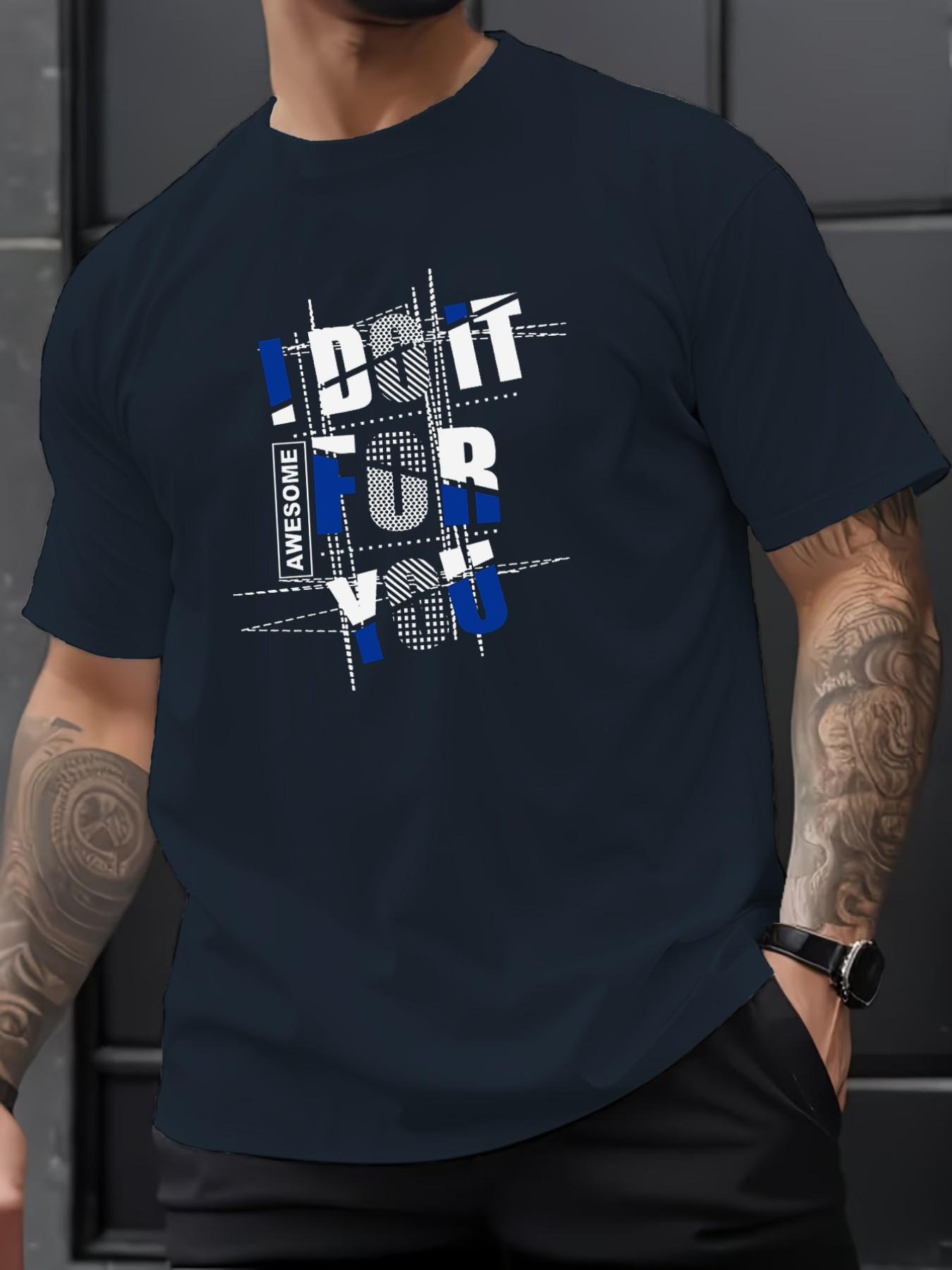 Men's Summer Micro-Stretch Comfort Round Neck Printed T-Shirt, Fashionable Trendy Wear, Best Choice for Men, Casual Stylish Tee