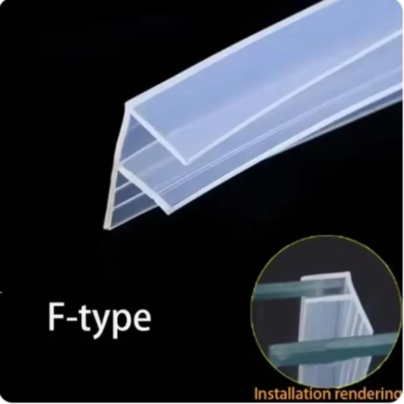 78.74 Inch H/f/u Type Sealing Strip for 8mm Glass Door, Glass Shower Door Bottom Seal, Shower Stall Windproof Seal, Office Balcony Window Sealing Tape, No Glue Needed
