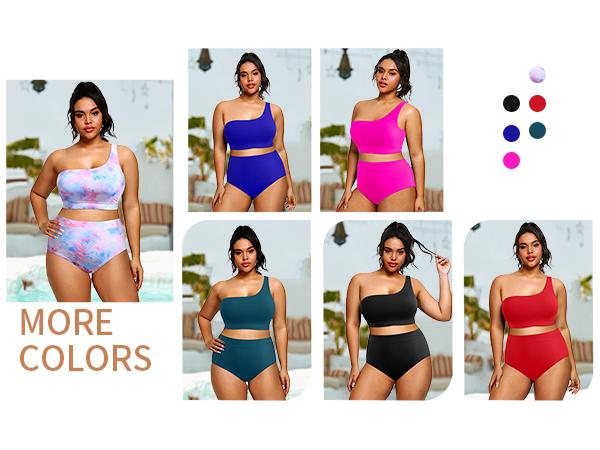 Tempt Me Women Plus Size High Waisted Bikini Two Piece One Shoulder Swimsuit Plus Size Full Coverage Bathing Suit Tempt Me Women Plus Size High Waisted Bikini Two Piece One Shoulder Swimsuit Plus Size Full Coverage Bathing Suit