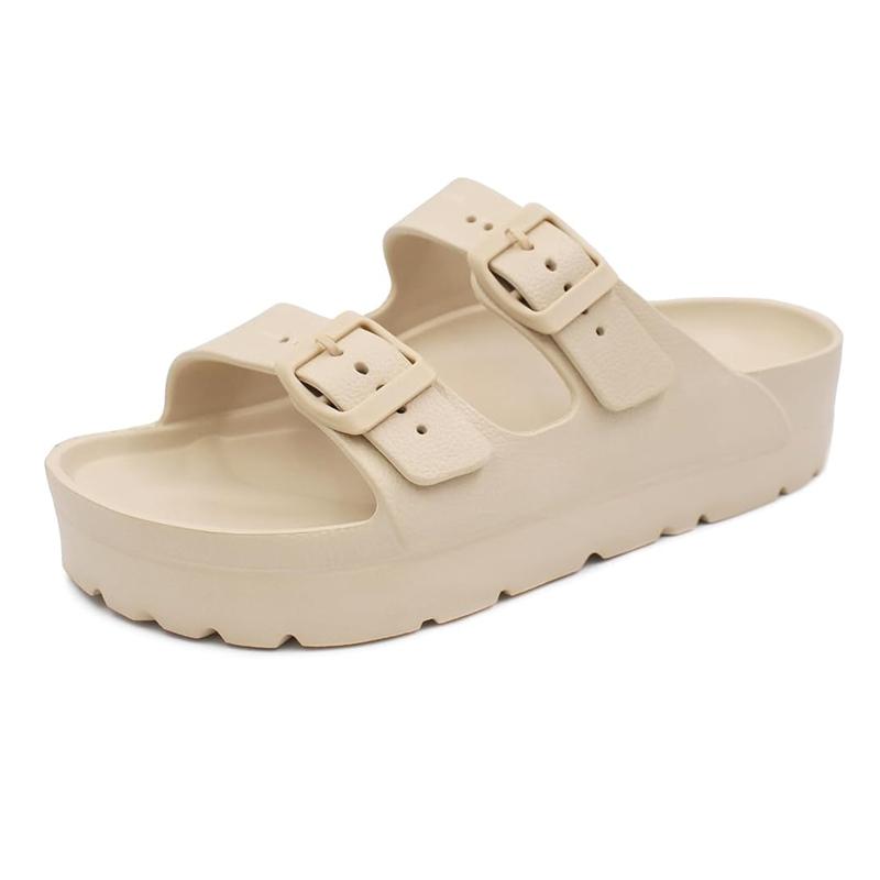 Women's Lightweight Comfort Soft Platform Slides EVA Adjustable Double Buckle Slide Sandals Summer Beach Slippers Non-Slip Shower Shoes Walking shoes Footwear  Tsinelas Flip Flops Girl platform sandals wide feet sandals boho style sandals Flatform