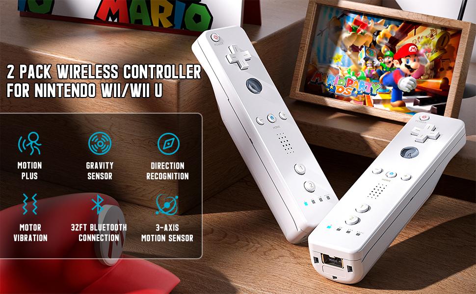 Wii Controller for Nintendo Wii – Remote with Silicone Case & Strap, Built-in Motion Plus, Compatible with Wii/Wii Mini
