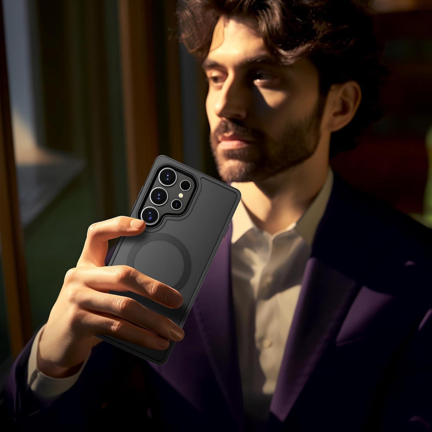 Magnetic for Samsung Galaxy S26 Ultra S25 Ultra S24 Ultra S23 Ultra S22 Ultra S25FE S26 Plus Case Matte, S26 Ultra Phone Case Compatible with MagSafe Frosted Translucent Shockproof Anti-Scratch Slim Fit Case Military Grade Protection (Black)