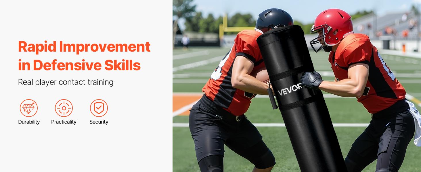 VEVOR Football Tackling Dummy, 47.2in High-Density Sponge Blocking Pad with Heavy Duty Handles, PVC Waterproof Cover, Double-Line Stitching, Durable Zipper Easy-To-Clean Training Gear for Athletes’ Contact Drills, 1PCS with Comprehensive Training Options