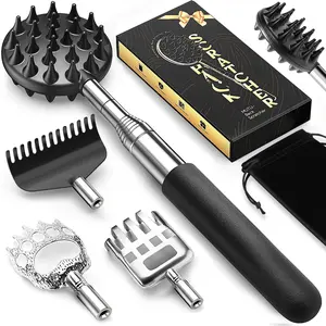 Telescoping Back Scratcher with 5 Detachable Scratching Heads, Rubber Handles, Anniversary Birthday Gifts  Men Women Back Scratcher  Men/Dad/Women/Adults