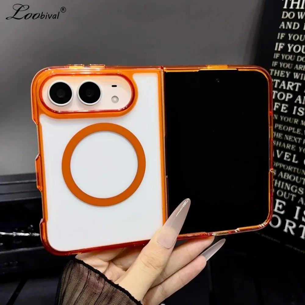 for Magsafe Candy Color Transparent Case for iPhone Duo 18 fold Magnetic Clear Acrylic Shockproof Ultra Slim Luxury Cover