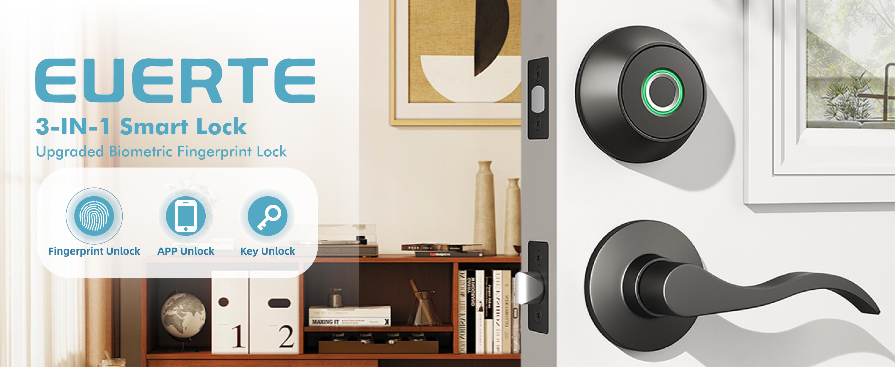 Valentine's Day Gift EUERTE 3th Gen Fingerprint Door Lock with App Smart Deadbolt Auto Lock Easy Install Great For Home Perfect Replacement The Traditional Deadbolt FathersDayGift
