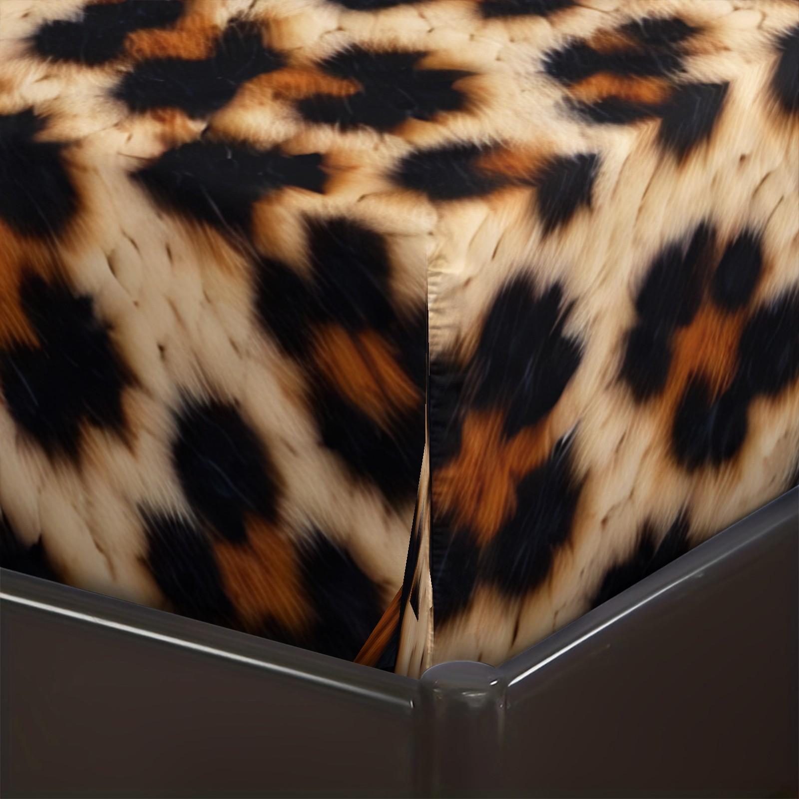 3Pcs Leopard Print Fitted Sheet Set, Retro Luxury Bedding Set, Soft and Breathable Fabric, Deep Pocket Design, Easy to Clean, Ideal for Fashionable Young Women's Bedroom Decor