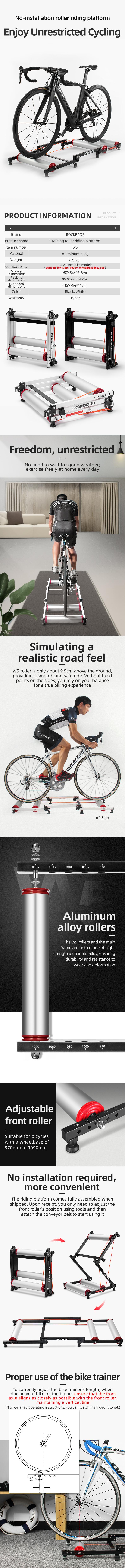 ROCKBROS Bike Rollers Adjustable Bike Trainer Stand Foldable Indoor Cycling Bicycle Roller with Resistance for MTB Road Bike Exercise