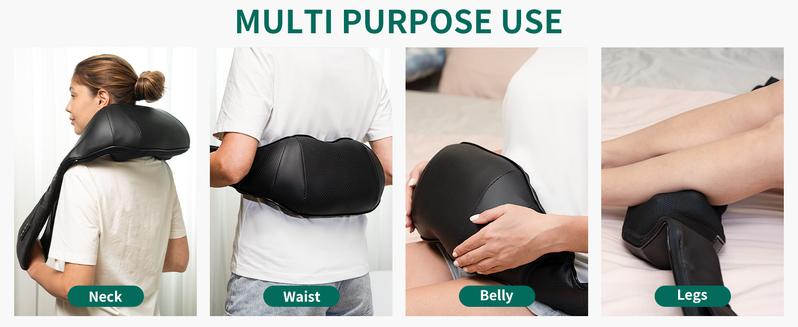 MASGRE 3D Neck & Back Massager with Soothing Heat – Deep Kneading Pillow for Shoulders, Legs, Home, Office & Car Relaxation Gift Adjustable