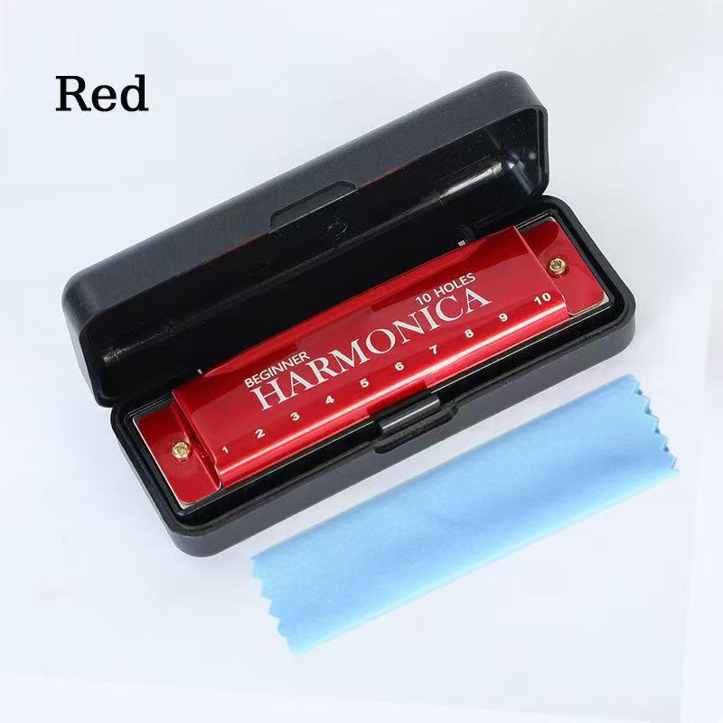 Portable Durable 10-Hole Colorful Diatonic Harmonica, C Tuned Harmonica with Case, Beginner Instrument, Perfect Gift for Friends