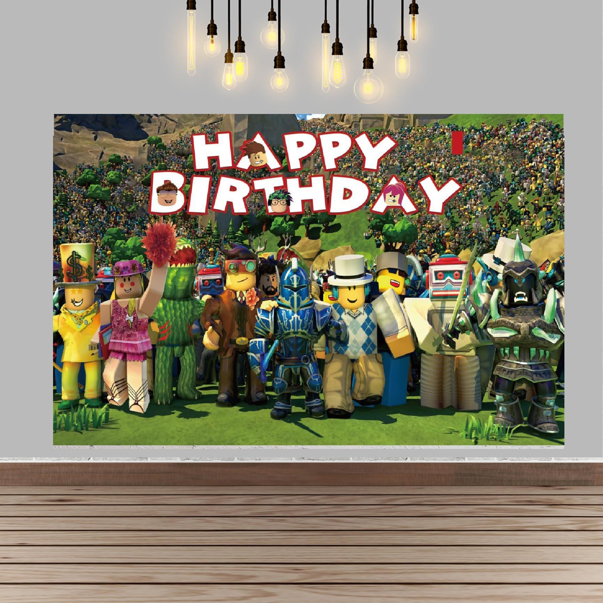 Hilloly Photography Background, Birthday Party Backdrop, Roblox Photo Background, Cartoon Party Decoration, Birthday Background