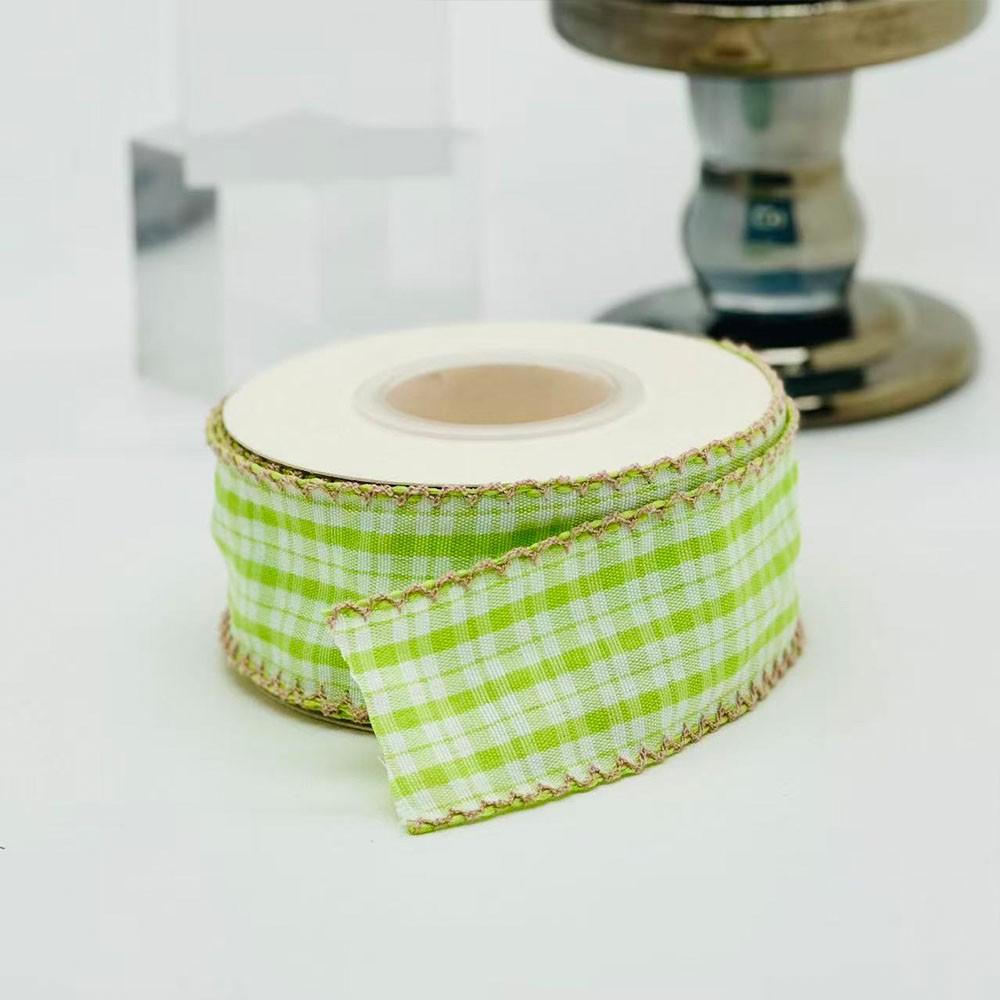 Multicolor Contrast Plaid Lace Ribbon, 5 Yards Floral Packaging, Handmade Hair Clips, Gift Wrapping Universal Fabric, 4.57 Meters