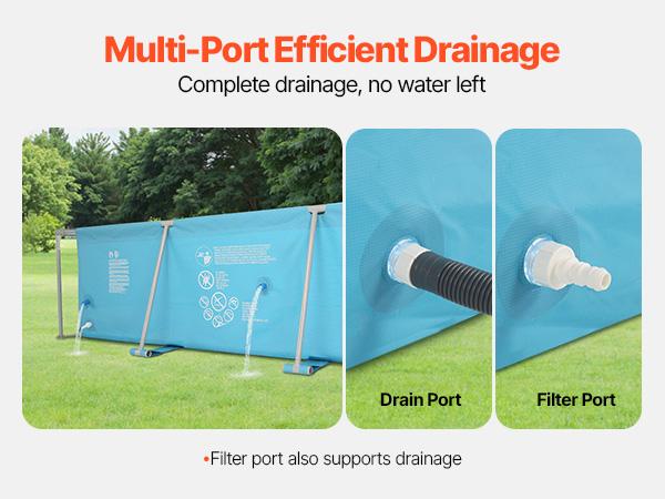 VEVOR Frame Above Ground Swimming Pool, 118x 78x 30 in Rectangular Steel Metal Frame, Large Rectangle Outdoor Backyard Family Pool, Easy to Assemble Rust-Resistant, 1046 Gallon Water Capacity, Blue