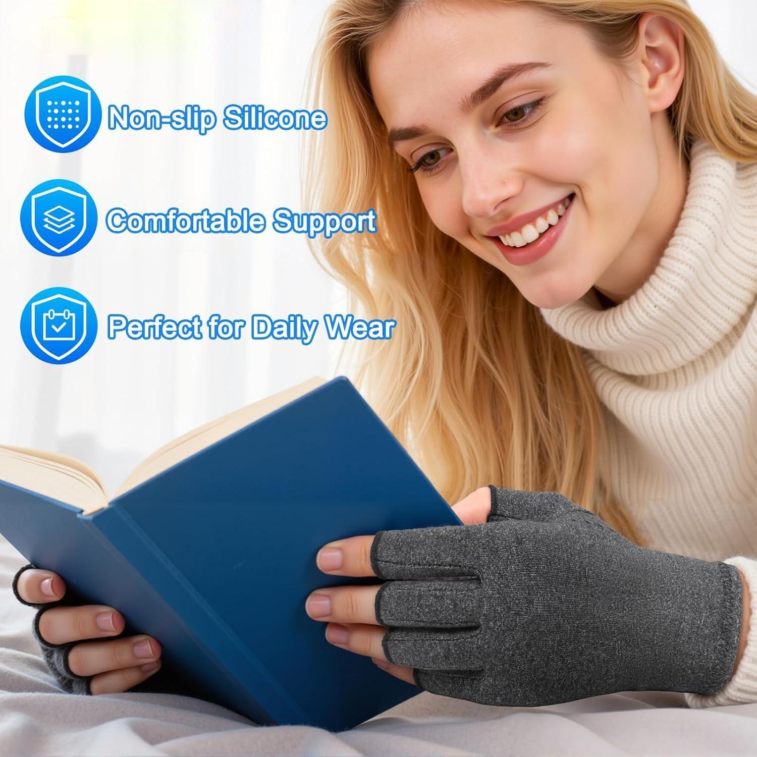 Daily Wear Anti-slip Compression Hand Gloves, Popular Unisex Fingerless Hand Care Gear, Ergonomic Typing Protection Hand Cover, stable wearing effect and anti-slip palm design, great for office typing, home daily use and leisure hand maintenance