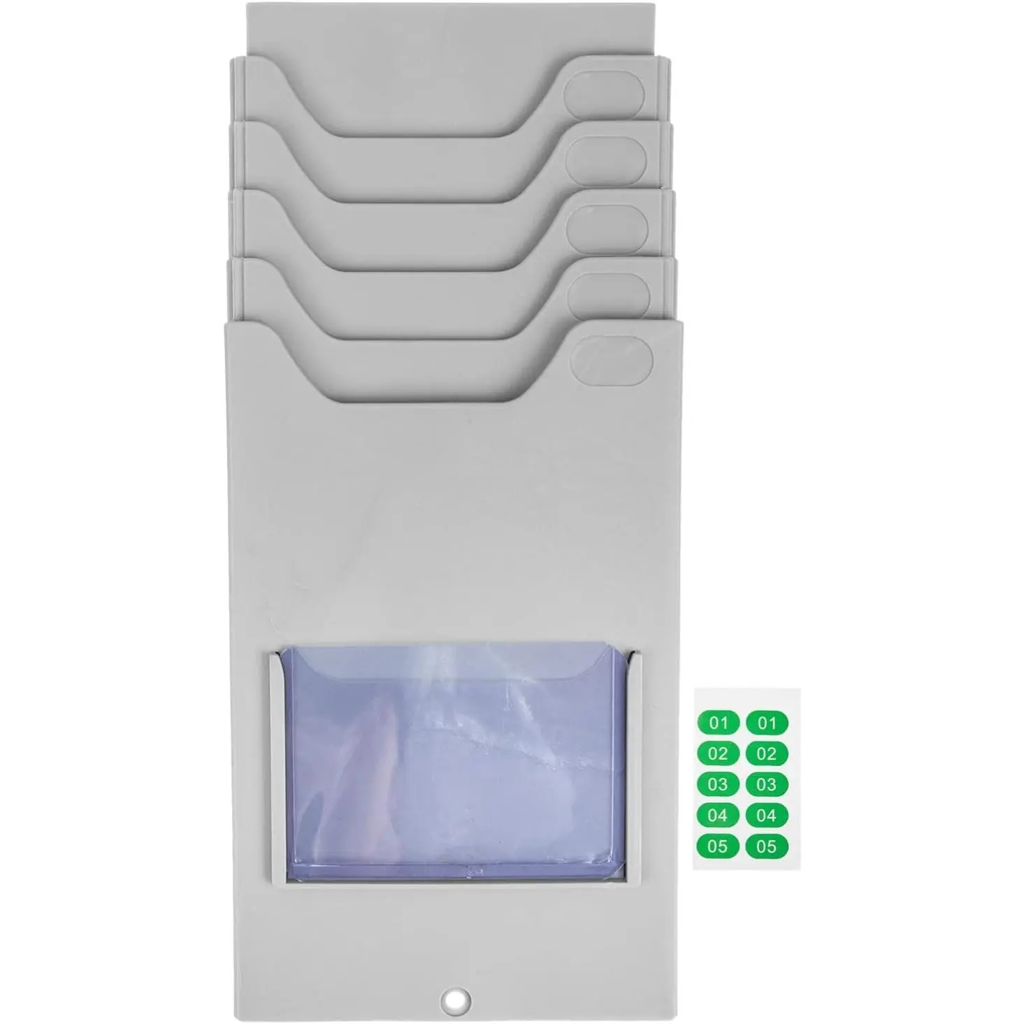 5 Slot Hanging Time Card Rack Plastic Material Card Holder Shelf 11.02X4.92X1.96In for Warehouse Office Employee Attendance and Item Organization